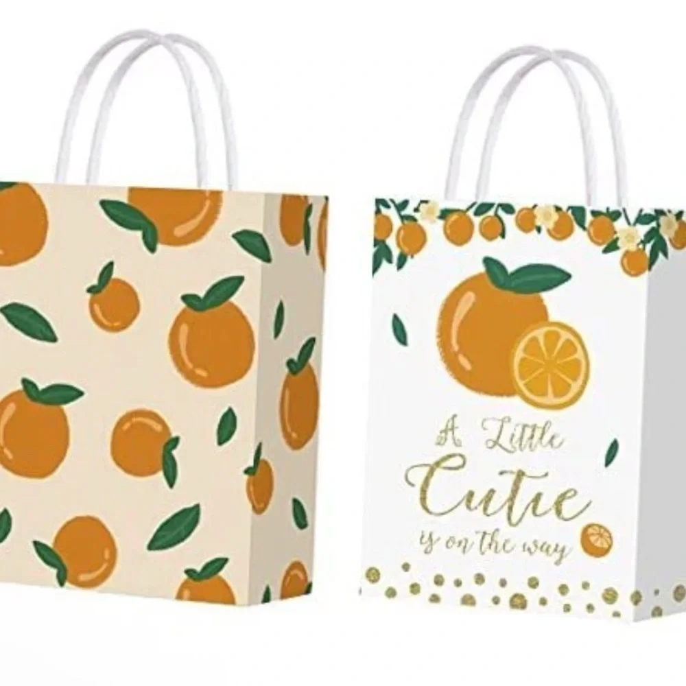 Little Cutie Citrus Orange Party Favor Bags – 18 Pack Thank You Gift Bags Baby